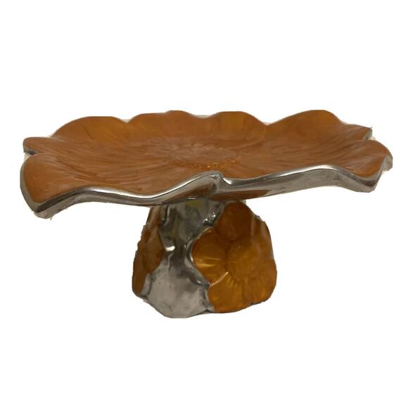 Vintage Julia Knight Enamel Orange Sunflower 8” Pedestal - Picture 6 of 9